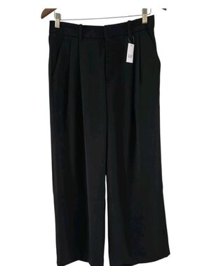 Gap 365 High Rise Pleated Trouser Black Womens Size 6 Petite New NWT